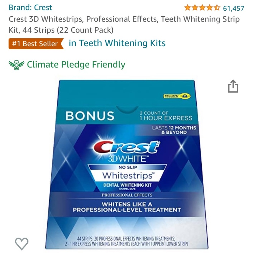 Crest 3D whitening strips + bonus 1 hour express strips